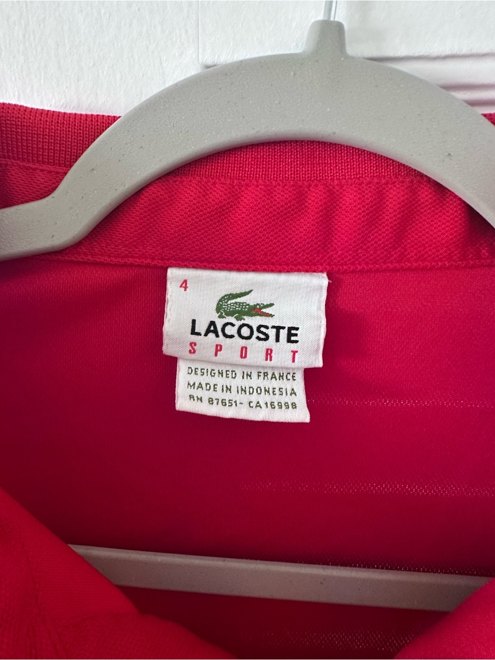 Lacoste Sport Zip-Up Polo Shirt Red - Size 4 (M) - Picture 3 of 4